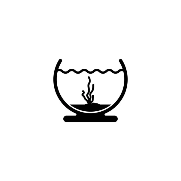 Tigela Peixe Aquário Água Vidro Fishbowl Ilustração Flat Vector Icon —  Vetores de Stock