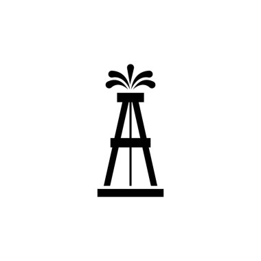 Petrol kuyusu kazıcı, petrol kulesi. Düz Vektör Simgesi illüstrasyonu. Beyaz arka planda basit bir siyah sembol. Petrol platformu, Petrol Derrick Kulesi ağ ve mobil UI elementi için tasarım şablonu imzaladı