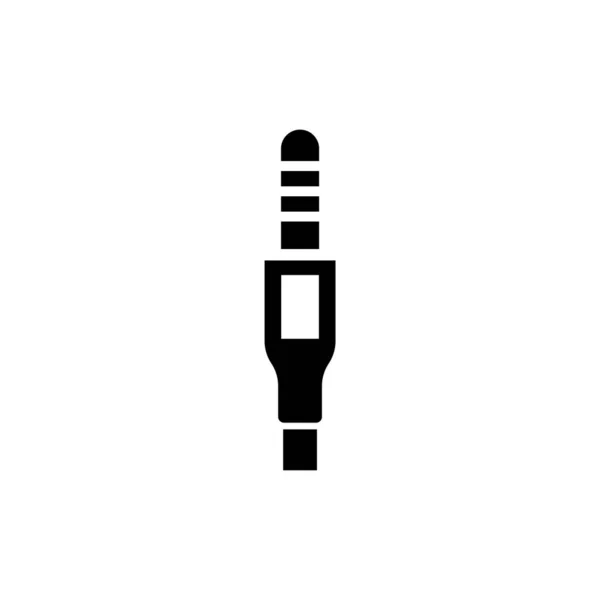 Audio Mini Klinkenstecker Telefonanschluss Flat Vector Icon Illustration Einfaches Schwarzes — Stockvektor