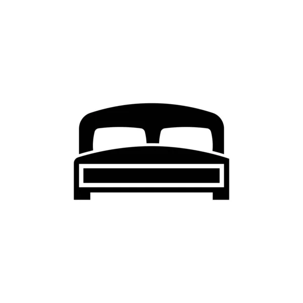 Двоспальне Ліжко Двома Подушками Постіль Плоска Іконка Векторної Піктограми Простий — стоковий вектор