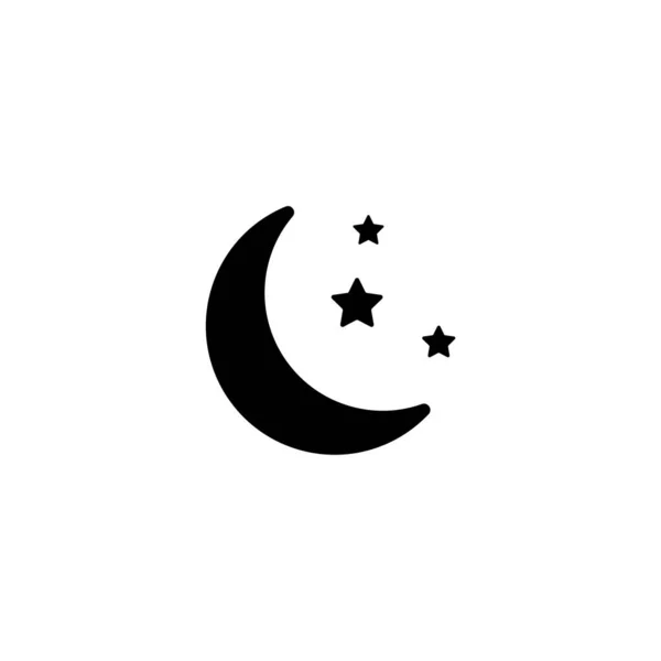 Luna Nueva Tres Estrellas Cielo Nocturno Icono Vector Plano Ilustración — Vector de stock