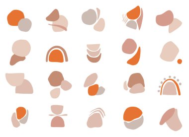 Süsleme için vektör eli çizilmiş terracotta boho elementleri. Benekli bohem sembolleri. Giysi baskıları, sosyal ağlar tasarımı, tebrik kartları, simgeler için mükemmel