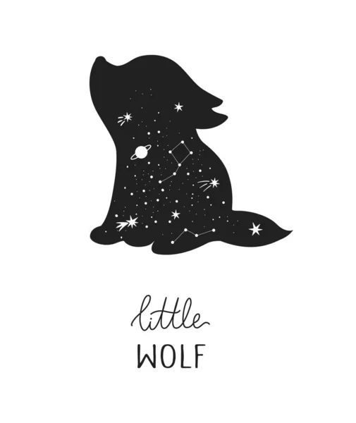 Vecteur Dessiné Main Bébé Loup Pour Décoration Clipart Animal Céleste Vecteur En Vente