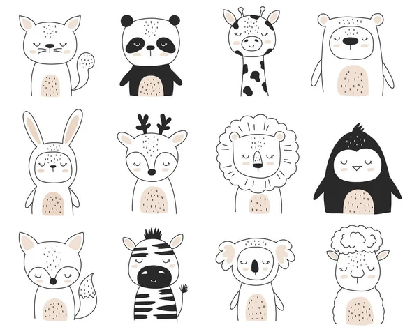 Vecteur Dessiné Main Animaux Des Bois Pour Décoration Pépinière Clipart Illustrations De Stock Libres De Droits