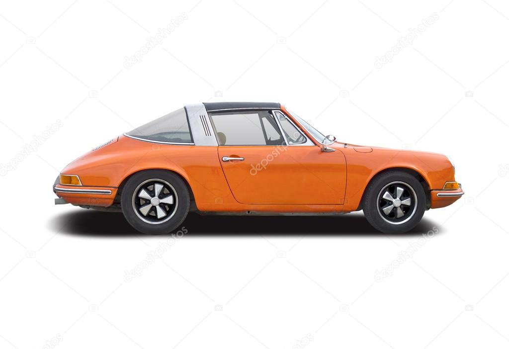 Old classic car Porsche 911 Targa isolated on white