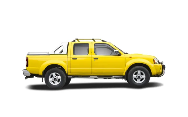 Gele pickup-truck Stockafbeelding
