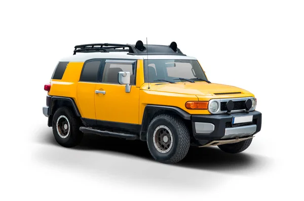 Yellow Japanese Suv Car Isolated White Background — 스톡 사진