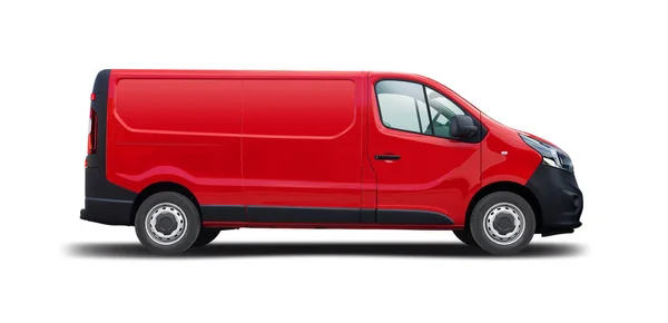 Red Van Side View Isolated White Background — Stock Photo, Image