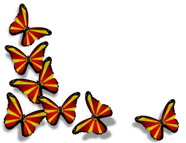Beyaz arka plan üzerinde izole Makedon bayrak kelebekler — Stok fotoğraf