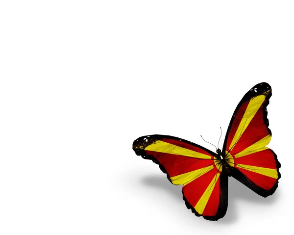 Mazedonische Flagge Schmetterling, isoliert auf weißem Hintergrund — Stockfoto