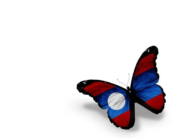 Mariposa de bandera laosiana, aislada sobre fondo blanco — Foto de Stock