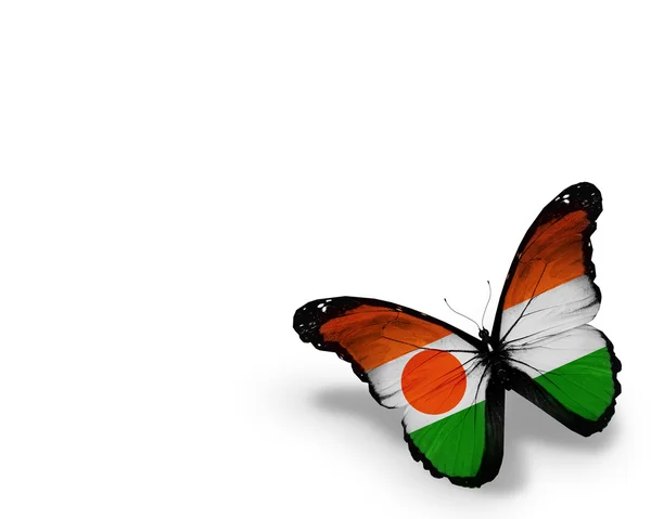 Motýl vlajka Nigeru, izolovaných na bílém pozadí — Stock fotografie
