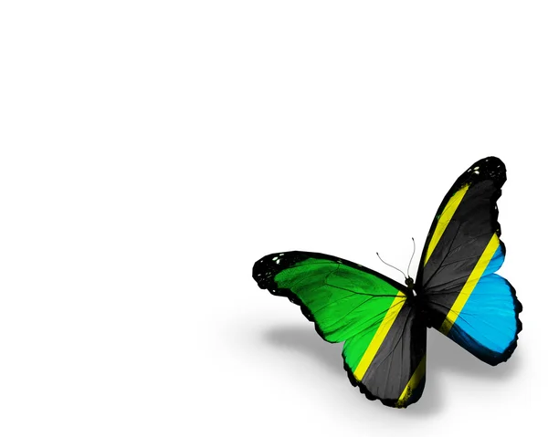 Motýl vlajka Tanzanie, izolovaných na bílém pozadí — Stock fotografie