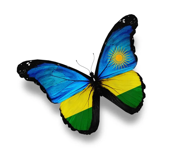 Motyl flaga Rwandy, na białym tle — Zdjęcie stockowe