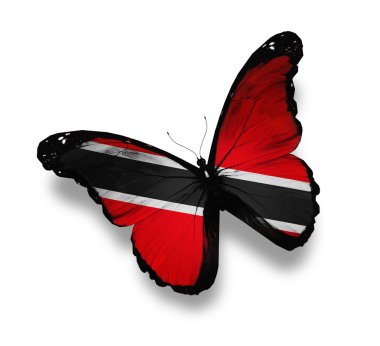 trinidad ve tobago bayrak kelebek, üzerinde beyaz izole
