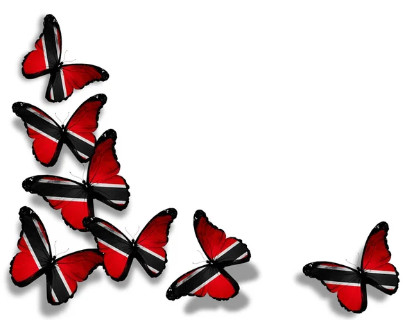 Бабочки с флагом Тринидада и Тобаго, изолированные на белой заднице — стоковое фото