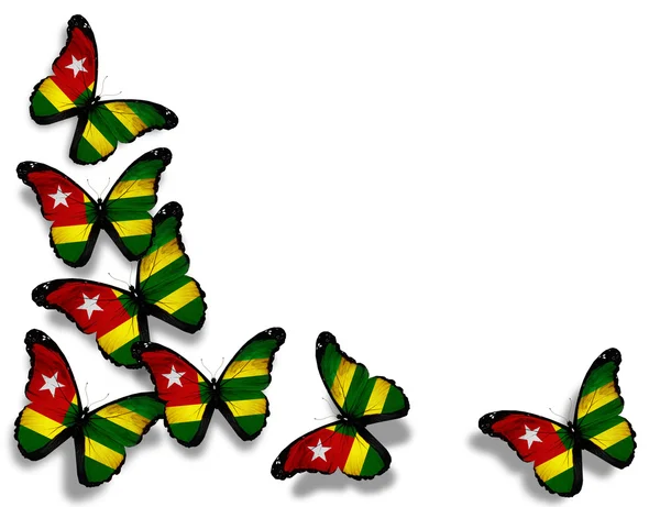 Togo zászló pillangók, elszigetelt fehér background — Stock Fotó