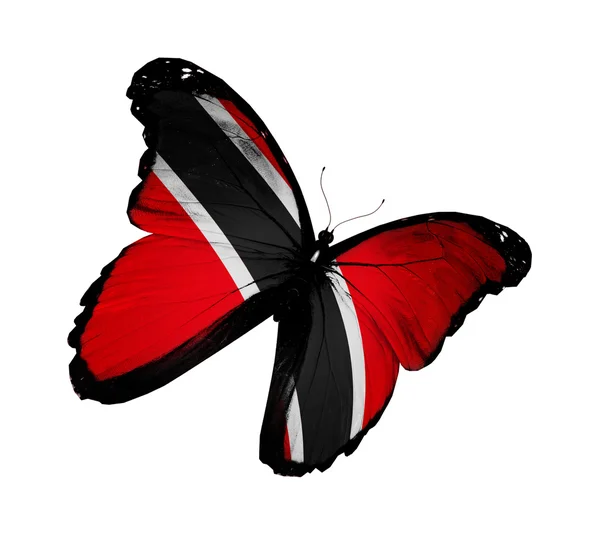 Bandeira de Trinidad e Tobago borboleta voando, isolada em bac branco — Fotografia de Stock