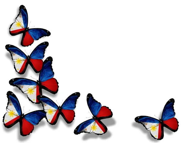 フィリピンの旗、蝶、白い背景で隔離 — ストック写真