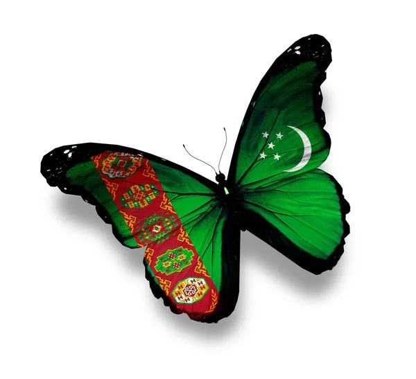 Motyl Flaga Turkmenistanu, na białym tle — Zdjęcie stockowe