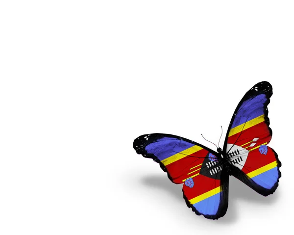 Swaziland farfalla bandiera, isolato su sfondo bianco — Foto Stock