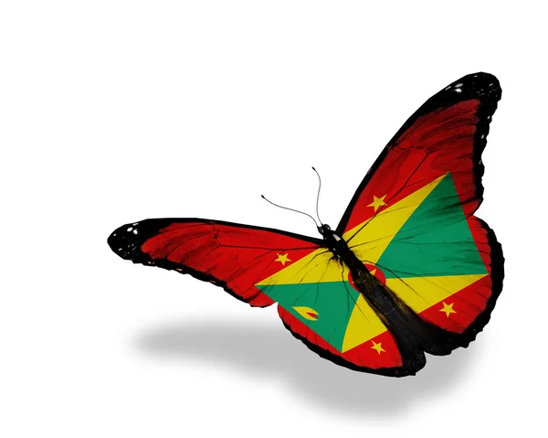 Флаг Гренады бабочка летит, изолированные на белом фоне — стоковое фото