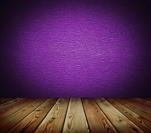 Violet muur en houten vloer achtergrond — Stockfoto