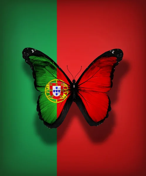 Bandeira de Portugal borboleta, isolada no fundo da bandeira — Fotografia de Stock