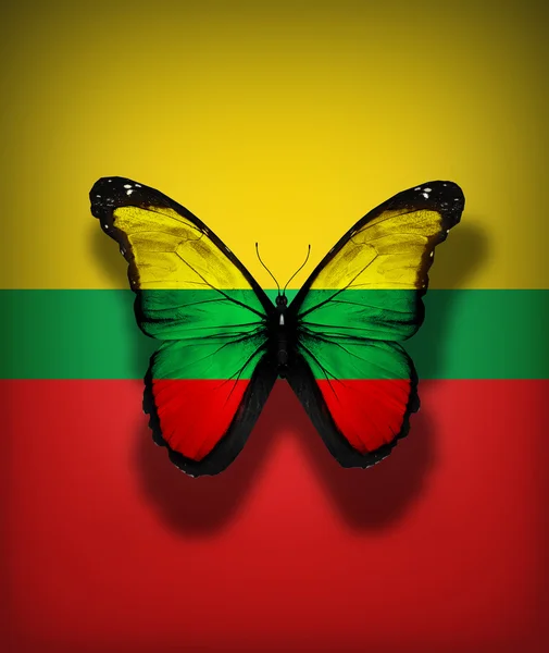 리투아니아 깃발 나비, 플래그 배경에 고립 — 스톡 사진