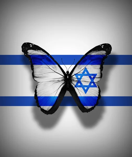 Bandeira israelense borboleta, isolada no fundo da bandeira — Fotografia de Stock