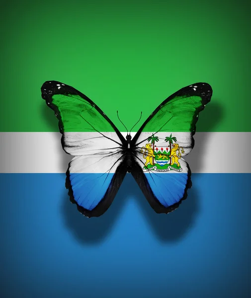 Motyl flaga Sierra leone, na białym tle flaga — Zdjęcie stockowe