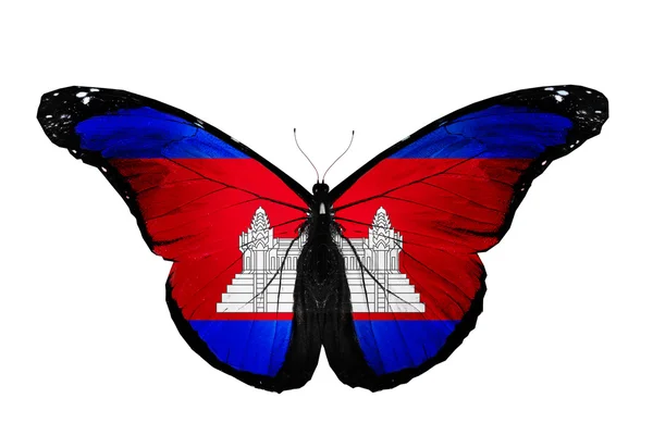 Cambogia bandiera farfalla, isolato su sfondo bianco — Foto Stock