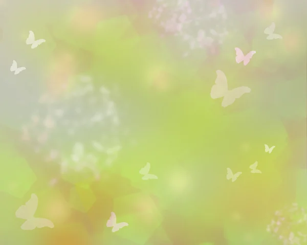 Sole con farfalle come sfondo luci astratte — Foto Stock