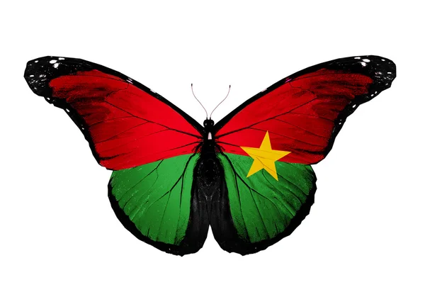 Borboleta bandeira Burkina Faso, isolada sobre fundo branco — Fotografia de Stock