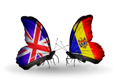iki kelebek kanatları ilişkiler İngiltere ve moldova sembolü olarak bayrakları ile