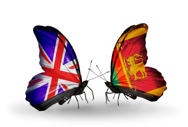iki kelebek kanatları ilişkiler İngiltere ve sri lanka sembolü olarak bayrakları ile