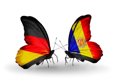 İki kanat bayrakları ile ilişkileri sembolü olarak Almanya ve andorra kelebekler