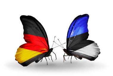 İki kanat bayrakları ile ilişkileri sembolü olarak Almanya ve Estonya kelebekler