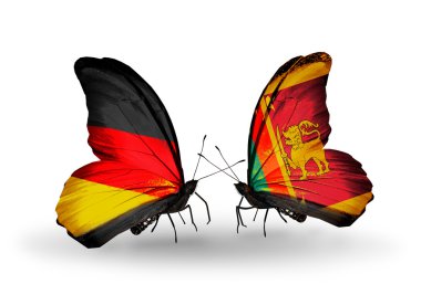 iki kelebek kanatları ilişkileri Almanya ve sri lanka'nın sembolü olarak bayrakları ile