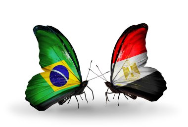 İki kanat bayrakları ile ilişkileri sembolü olarak Brezilya ve Mısır kelebekler