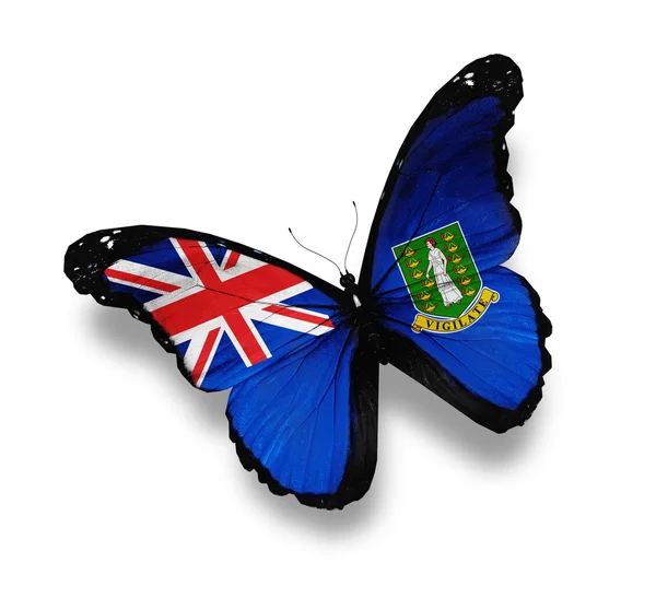 Bandiera delle Isole Vergini Britanniche farfalla, isolata su bianco — Foto Stock