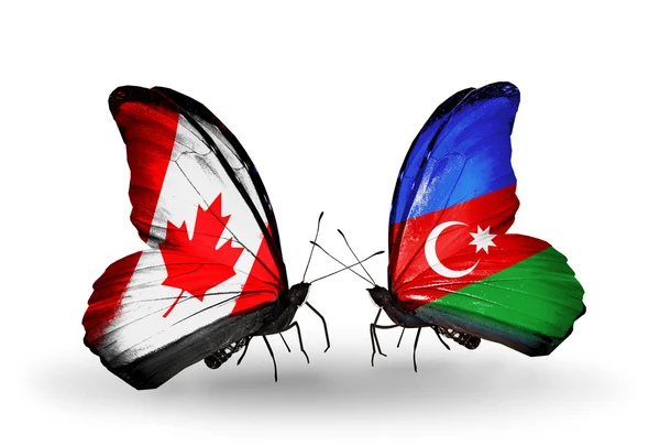 2 つの蝶の翼上のフラグとの関係の記号としてカナダとアゼルバイジャン — ストック写真