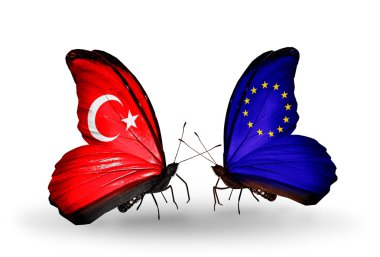 iki kelebek kanatları ilişkiler Türkiye ve AB sembolü olarak bayrakları ile