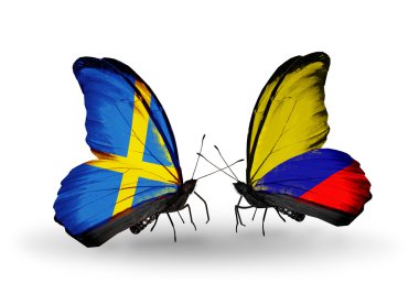 İki kanat bayrakları ile ilişkileri sembolü olarak İsveç ve columbia kelebekler