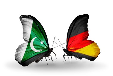 iki kelebek kanatları üzerinde pakistan ve Almanya bayrakları ile