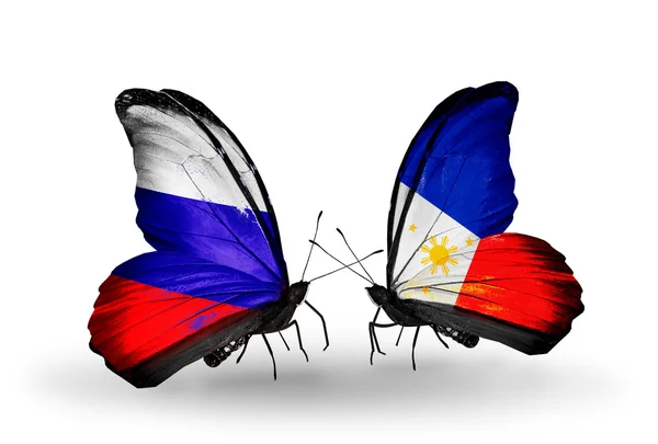 Two butterflies with flags of on wings — Stock Photo, Image