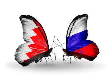 Bahreyn ve Rusya bayraklarını kanatlar üzerinde kelebekler