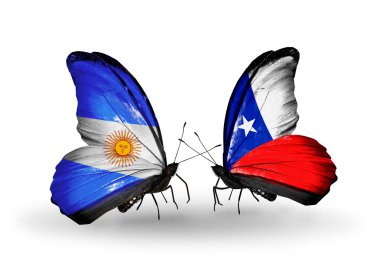 farfalle con bandiere argentina e Cile sulle ali