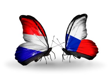 kelebekler kanat Hollanda ve Çek bayrakları ile