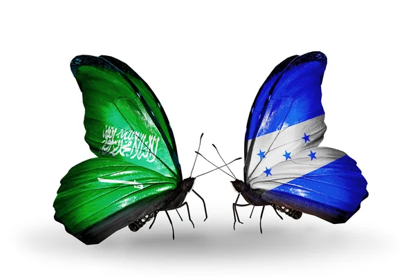 蝶翼にホンジュラス フラグとサウジアラビア — ストック写真